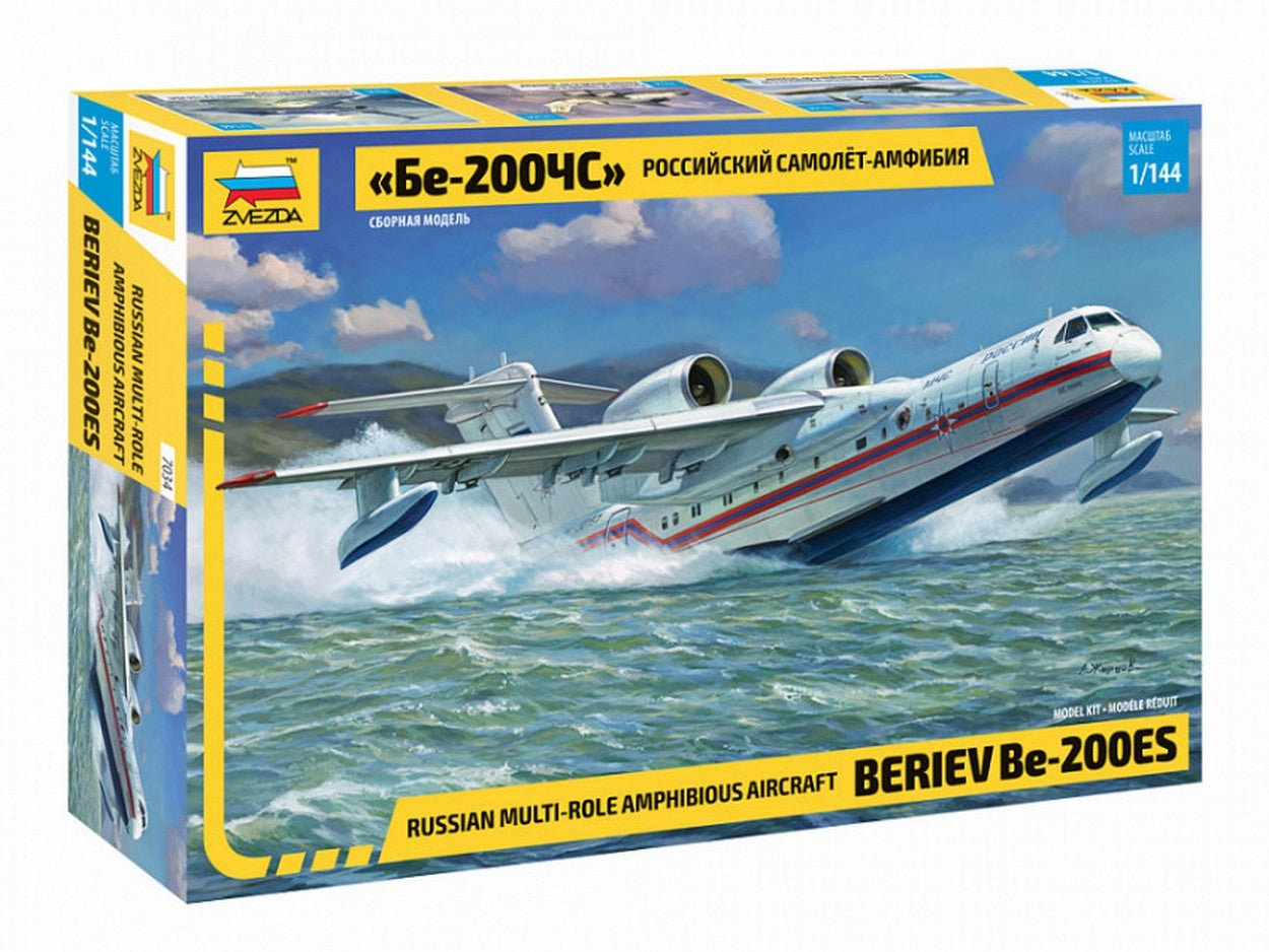 KIT DE MONTAGE À L'ÉCHELLE COMPATIBLE AVEC LE KIT D'AVION AMPHIBIE BERIEV BE-200 1:144 ZVEZDA Z7034