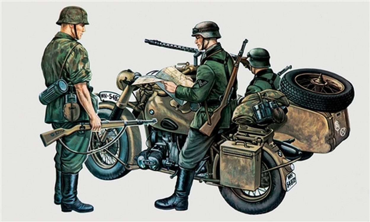 KIT TO BE ASSEMBLED IN SCALE COMPATIBLE WITH BMW R 75 WITH SIDE CAR MOTO KIT 1:35 ITALERI IT0315