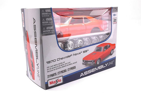 SCALE ASSEMBLY KIT COMPATIBLE WITH CHEVROLET NOVA SS 1970 ORANGE KIT 1:24 MAISTO MI39262