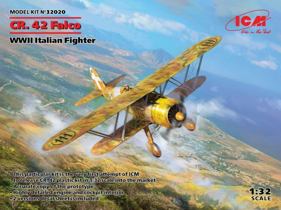 KIT DA MONTARE IN SCALA COMPATIBILE CON CR.42 FALCO WWII ITALIAN FIGHTER KIT 1:32 ICM ICM32020