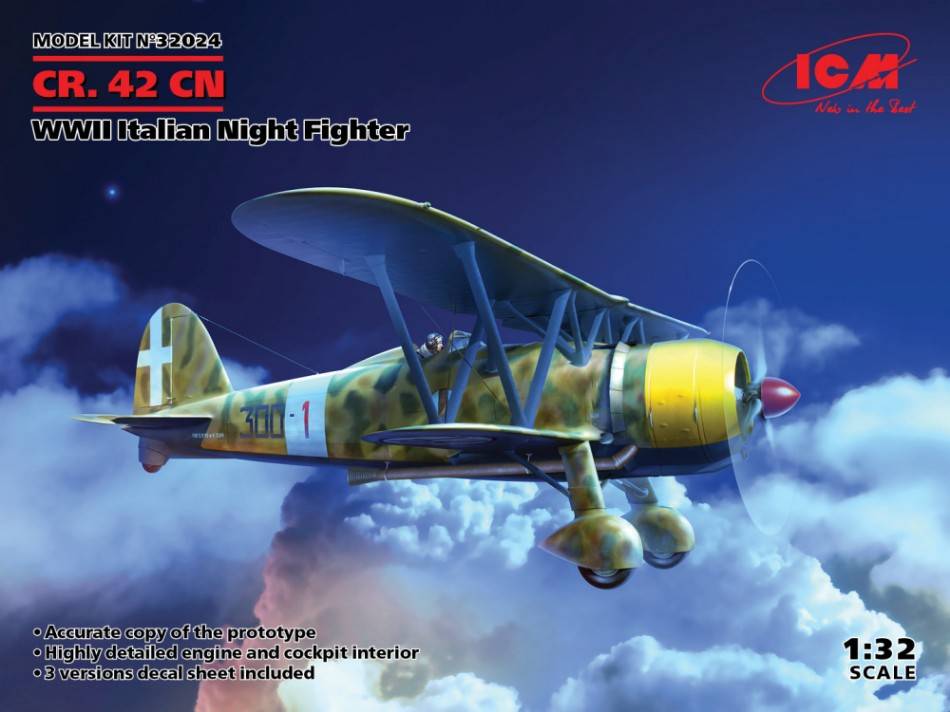 KIT DA MONTARE IN SCALA COMPATIBILE CON CR.42CN WWII ITALIAN NIGHT FIGHTER KIT 1:32 ICM ICM32024