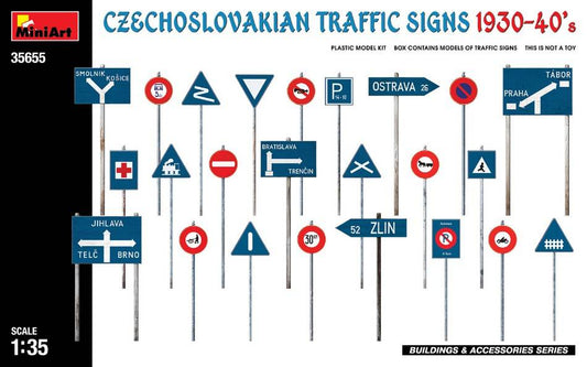 KIT DA MONTARE IN SCALA COMPATIBILE CON CZECHOSLOVAKIAN TRAFFIC SIGNS 1930-40s KIT 1:35 MINIART MIN35655