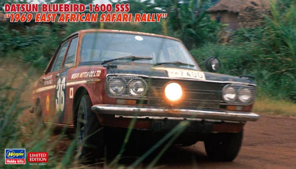 SCALE ASSEMBLY KIT COMPATIBLE WITH DATSUN BLUEBIRD 1600 SSS 1969 EAST AFRICAN SAFARI RALLY KIT 1:24 HASEGAWA HA20583