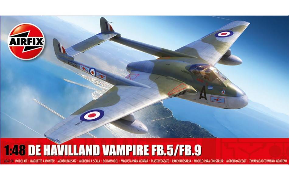 KIT DE MONTAGE À L'ÉCHELLE COMPATIBLE AVEC LE KIT DE HAVILLAND VAMPIRE FB.5/FB.9 1:48 AIRFIX A06108