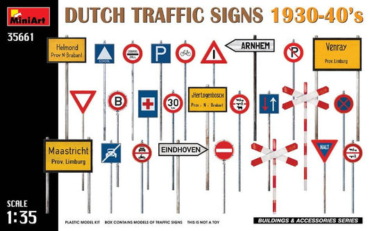 KIT DA MONTARE IN SCALA COMPATIBILE CON DUTCH TRAFFIC SIGNS 1930-40s KIT 1:35 MINIART MIN35661