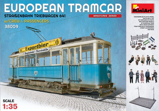 SCALE ASSEMBLY KIT COMPATIBLE WITH EUROPEAN TRAMCAR W/CREW &amp; PASSENGERS KIT 1:35 MINIART MIN38009