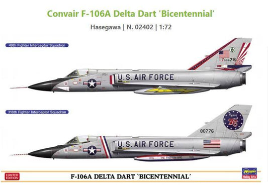 SCALE ASSEMBLY KIT COMPATIBLE WITH F-106A DELTA DART BICENTENNIAL (2 KITS) KIT 1:72 HASEGAWA HA02402