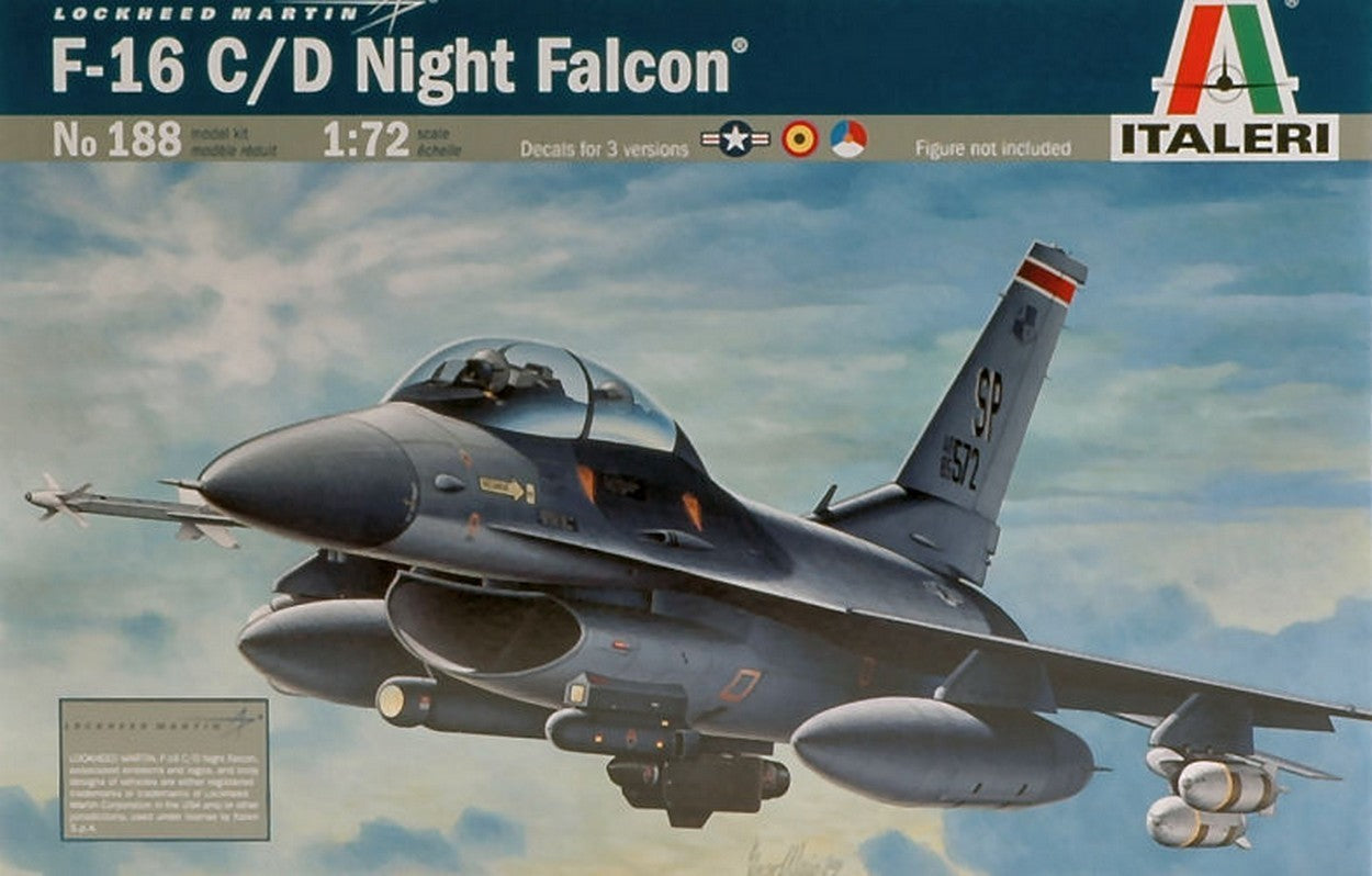 KIT TO BE ASSEMBLED IN SCALE COMPATIBLE WITH F 16 NIGHT FALCON KIT 1:72 ITALERI IT0188