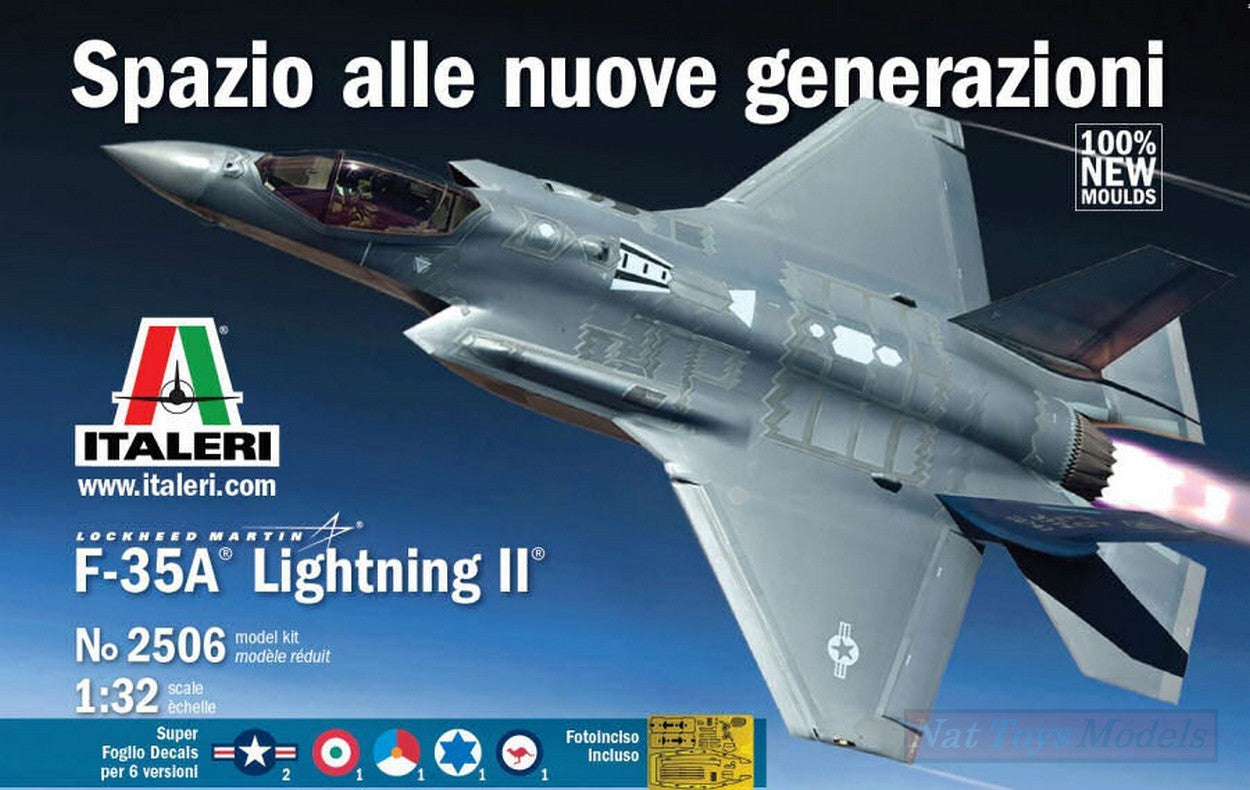 SCALE ASSEMBLY KIT COMPATIBLE WITH F-35A LIGHTING II LOCKHEED (49 cm) DECALS x 5 VERSIONS KIT 1:32 ITALERI IT2506