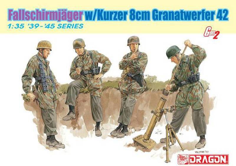 KIT DE MONTAGE À L'ÉCHELLE COMPATIBLE AVEC FALLSCHIRMJAGER W/KURZER 8cm GRANATWERFER 42 KIT 1:35 DRAGON D6373