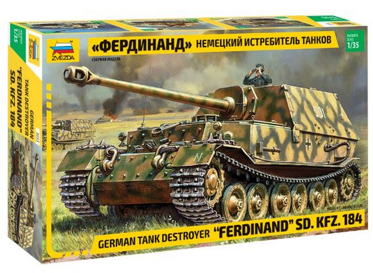 KIT DE MONTAGE À L'ÉCHELLE COMPATIBLE AVEC FERDINAND SD.KFZ 184 KIT 1:35 ZVEZDA Z3653