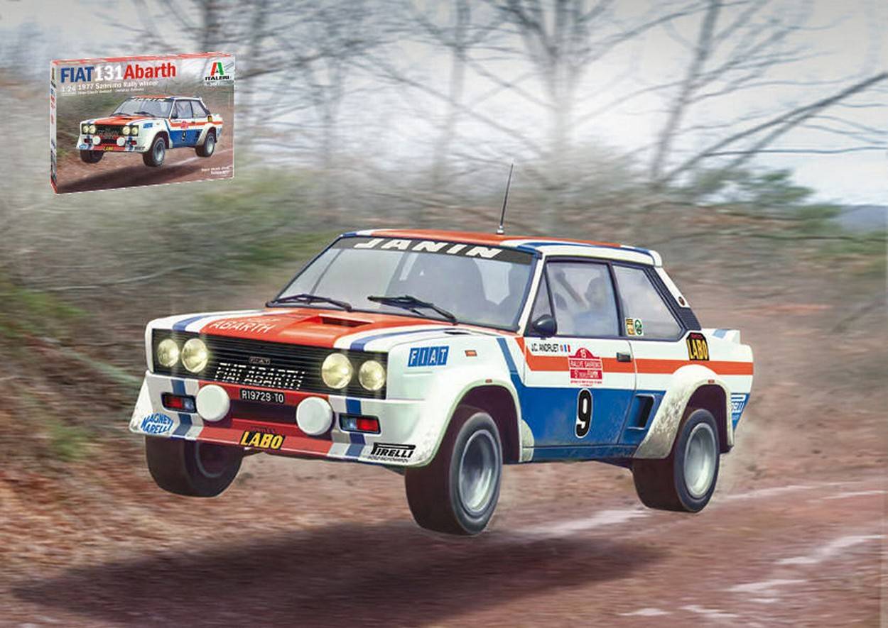 SCALE ASSEMBLY KIT COMPATIBLE WITH FIAT 131 ABARTH 1977 WINNER SAN REMO RALLY KIT 1:24 ITALERI IT3621