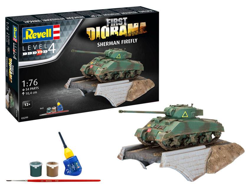 KIT DA MONTARE IN SCALA COMPATIBILE CON FIRST DIORAMA SET SHERMAN FIREFLY KIT 1:76 REVELL RV03299