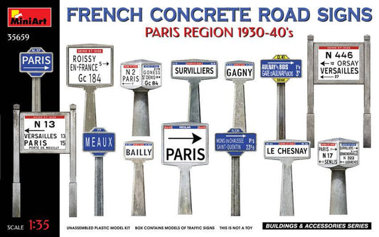 KIT DA MONTARE IN SCALA COMPATIBILE CON FRENCH CONCRETE ROAD SIGNS 1930-40s PARIS REGION KIT 1:35 MINIART MIN35659