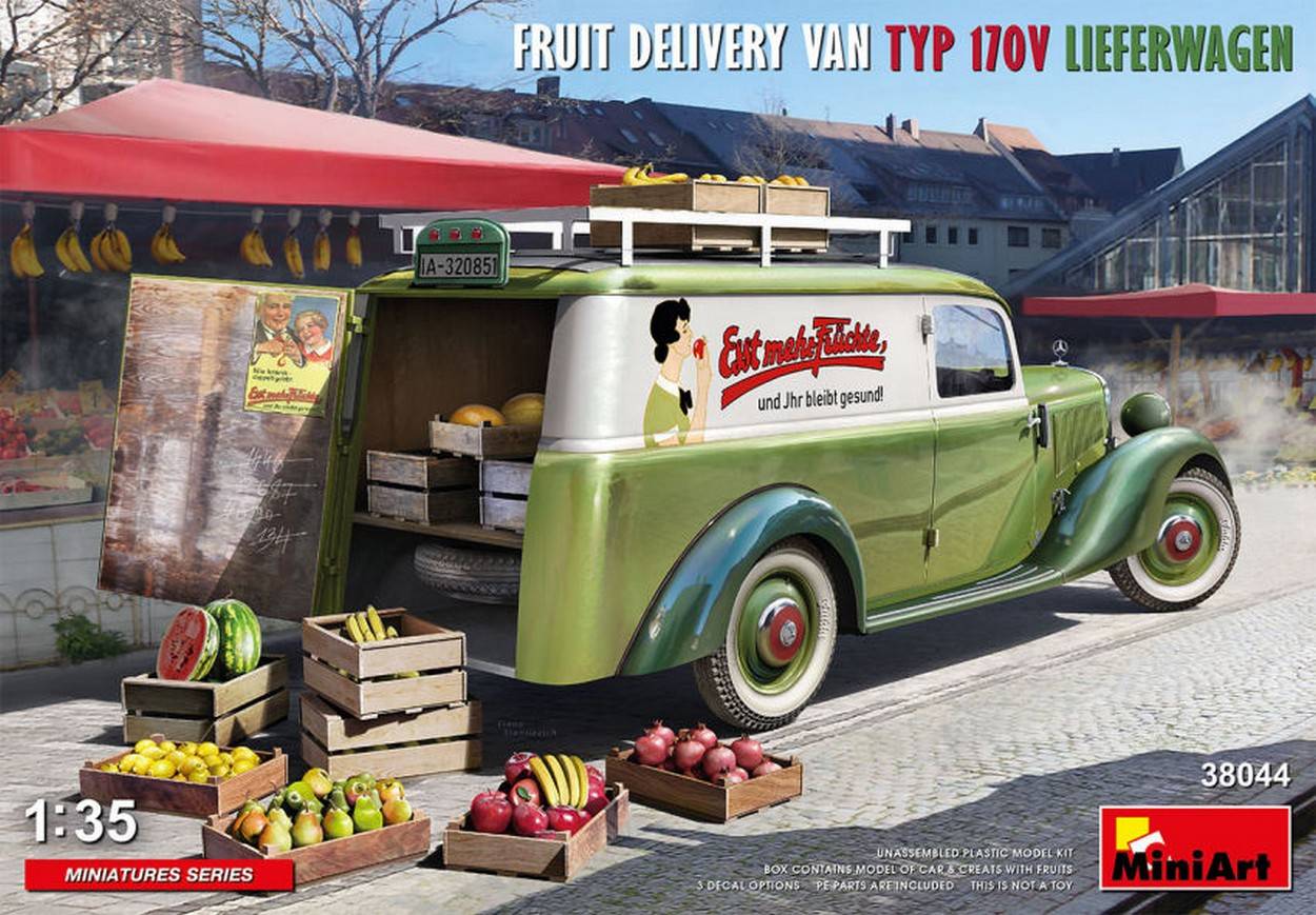 SCALE ASSEMBLY KIT COMPATIBLE WITH FRUIT DELIVERY VAN TYP 170V LIEFERWAGEN KIT 1:35 MINIART MIN38044