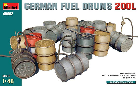 KIT TO BE ASSEMBLED IN SCALE COMPATIBLE WITH GERMAN FUEL DRUMS 200 Lt KIT 1:48 MINIART MIN49002