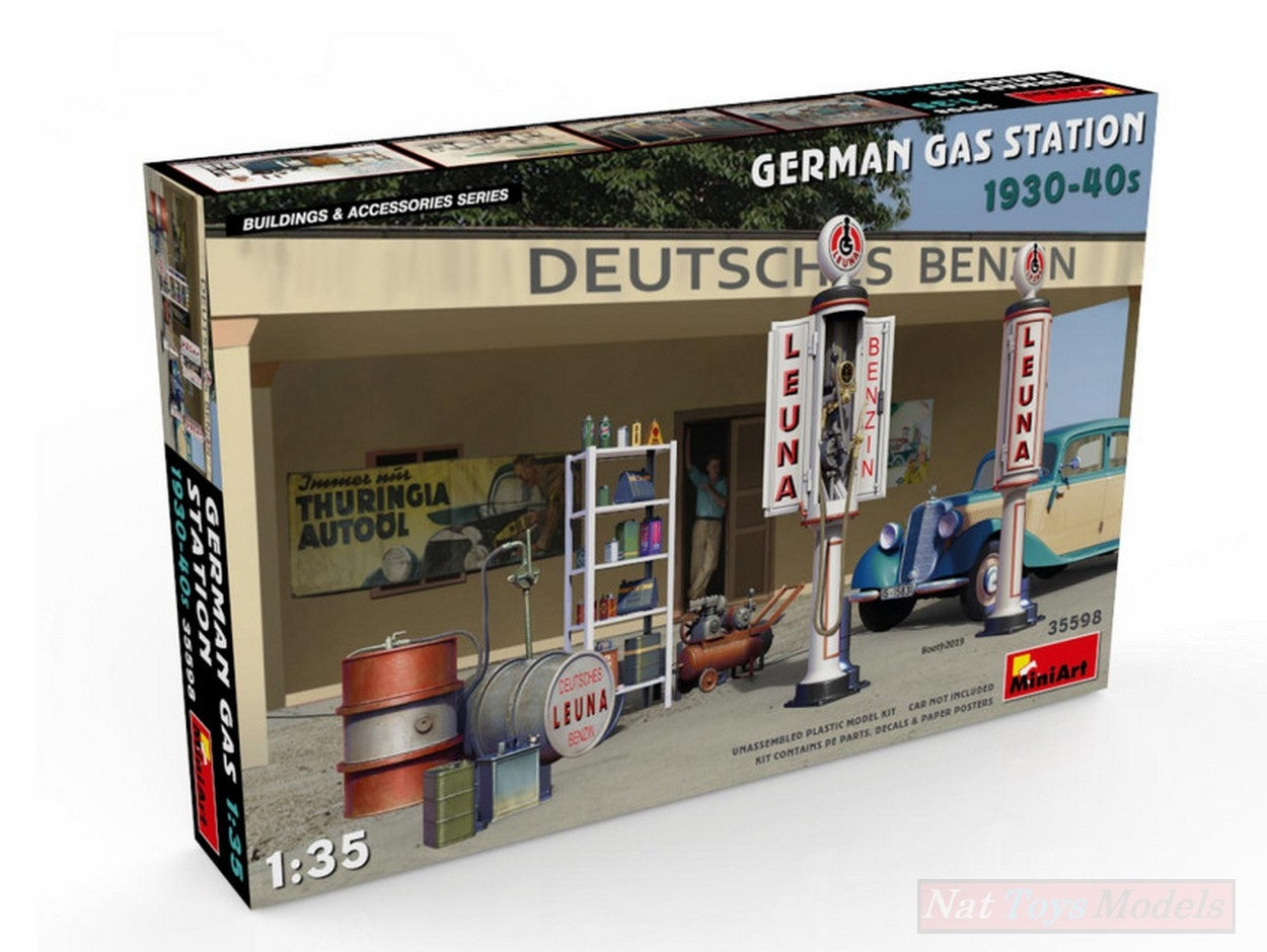 SCALE ASSEMBLY KIT COMPATIBLE WITH GERMAN GAS STATION 1930-40s KIT 1:35 MINIART MIN35598