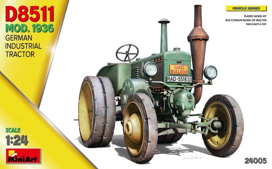 KIT TO BE ASSEMBLED IN SCALE COMPATIBLE WITH GERMAN INDUSTRIAL TRACTOR D8511 MOD.1936 KIT 1:24 MINIART MIN24005