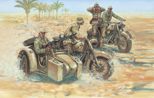 KIT À ASSEMBLER À L'ÉCHELLE COMPATIBLE AVEC LES MOTOS ALLEMANDES WW II KIT 1:72 ITALERI IT6121