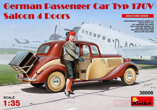 KIT TO BE ASSEMBLED IN SCALE COMPATIBLE WITH GERMAN PASSENGER CAR TYP 170V KIT 1:35 MINIART MIN38008