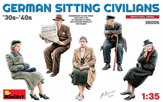 KIT DA MONTARE IN SCALA COMPATIBILE CON GERMAN SITTING CIVILIANS 30S-40S KIT 1:35 MINIART MIN38006