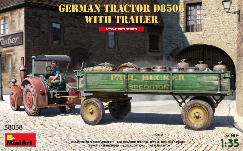 KIT TO ASSEMBLE IN SCALE COMPATIBLE WITH GERMAN TRACTOR D8506 WITH TRAILER KIT 1:35 MINIART MIN38038