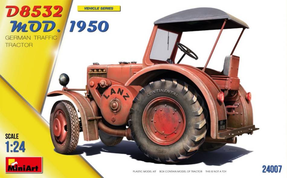 KIT À ASSEMBLER À L'ÉCHELLE COMPATIBLE AVEC LE TRACTEUR DE CIRCULATION ALLEMAND D8532 MOD.1950 KIT 1:24 MINIART MIN24007