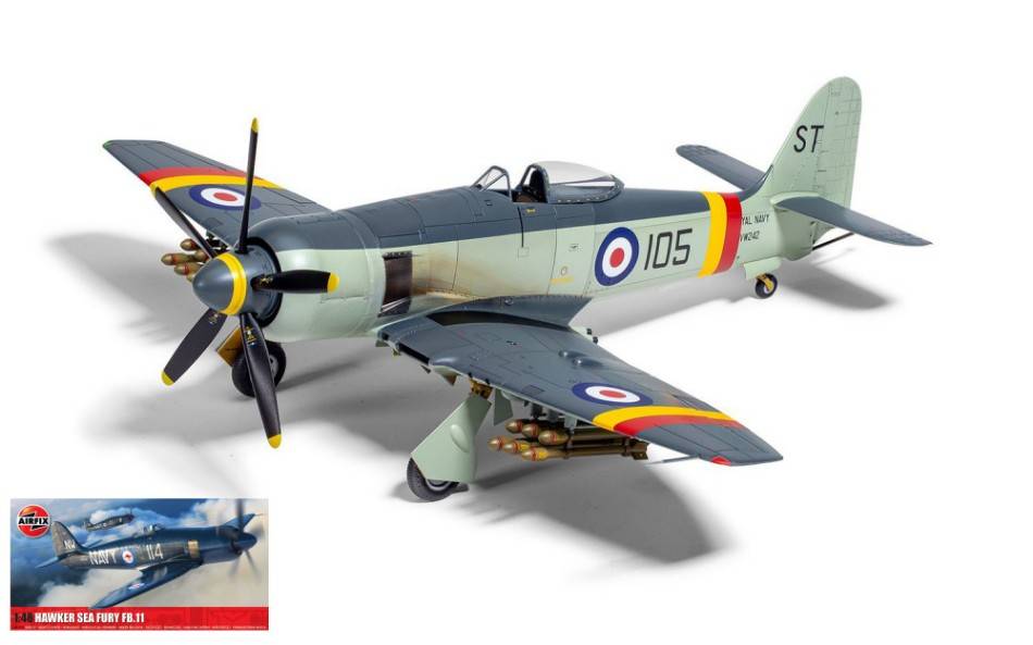 KIT DA MONTARE IN SCALA COMPATIBILE CON HAWKER SEA FURY FB.11 KIT 1:48 AIRFIX A06105A