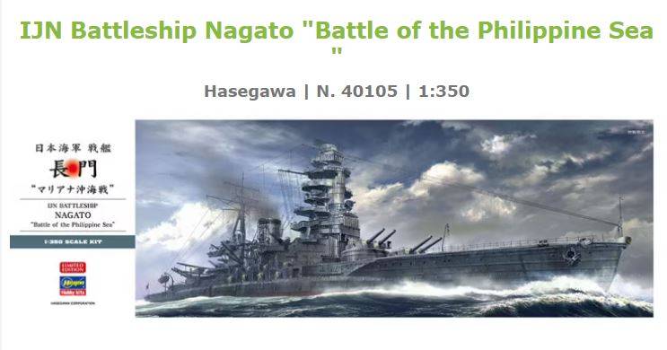 SCALE ASSEMBLY KIT COMPATIBLE WITH IJN BATTLESHIP NAGATO BATTLE OF PHILIPPINE SEA KIT 1:350 HASEGAWA HA40105