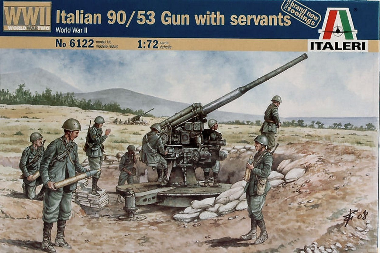 KIT TO BE ASSEMBLED IN SCALE COMPATIBLE WITH ITALIAN 90/53 GUN C/FIG.KIT 1:72 ITALERI IT6122