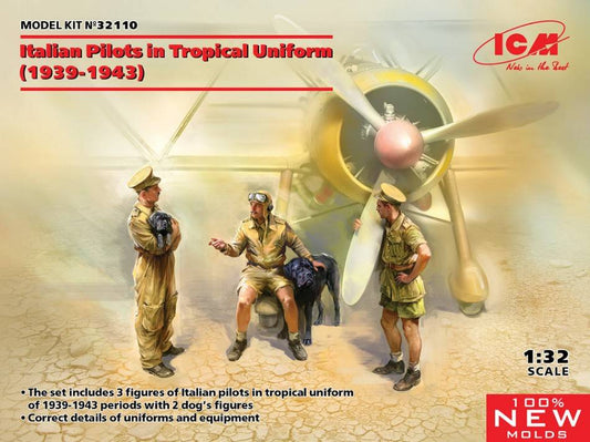 KIT DA MONTARE IN SCALA COMPATIBILE CON ITALIANS PILOTS IN TROPICAL UNIFORM (1939-1943) KIT 1:32 ICM ICM32110