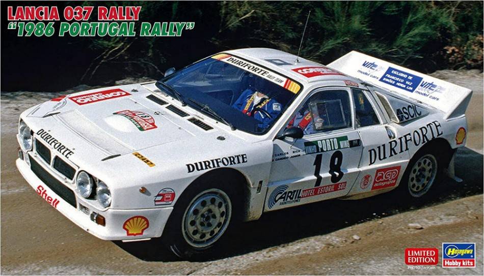 KIT DE MONTAGE À L'ÉCHELLE COMPATIBLE AVEC LANCIA 037 1986 KIT RALLYE DU PORTUGAL 1:24 HASEGAWA HA20584