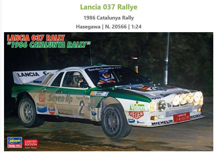 KIT DE MONTAGE À L'ÉCHELLE COMPATIBLE AVEC LANCIA 037 RALLYE DE CATALUNYA 1986 KIT 1:24 HASEGAWA HA20566