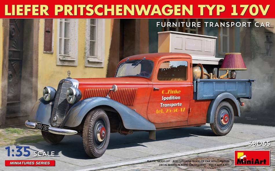 KIT DA MONTARE IN SCALA COMPATIBILE CON LIEFER PRITSCHENWAGEN TYP 170V FURNITURE TRANSPORT CAR KIT 1:35 MINIART MIN38065