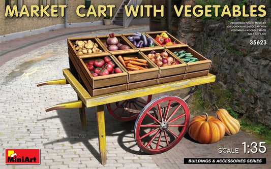 KIT TO ASSEMBLE IN SCALE COMPATIBLE WITH MARKET CART WITH VEGETABLES KIT 1:35 MINIART MIN35623