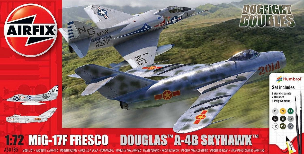 SCALE ASSEMBLY KIT COMPATIBLE WITH MIG 17F FRESCO DOUGLAS A-4B SKYHAWK DOGFIGHT DOUBLE KIT 1:72 AIRFIX A50185