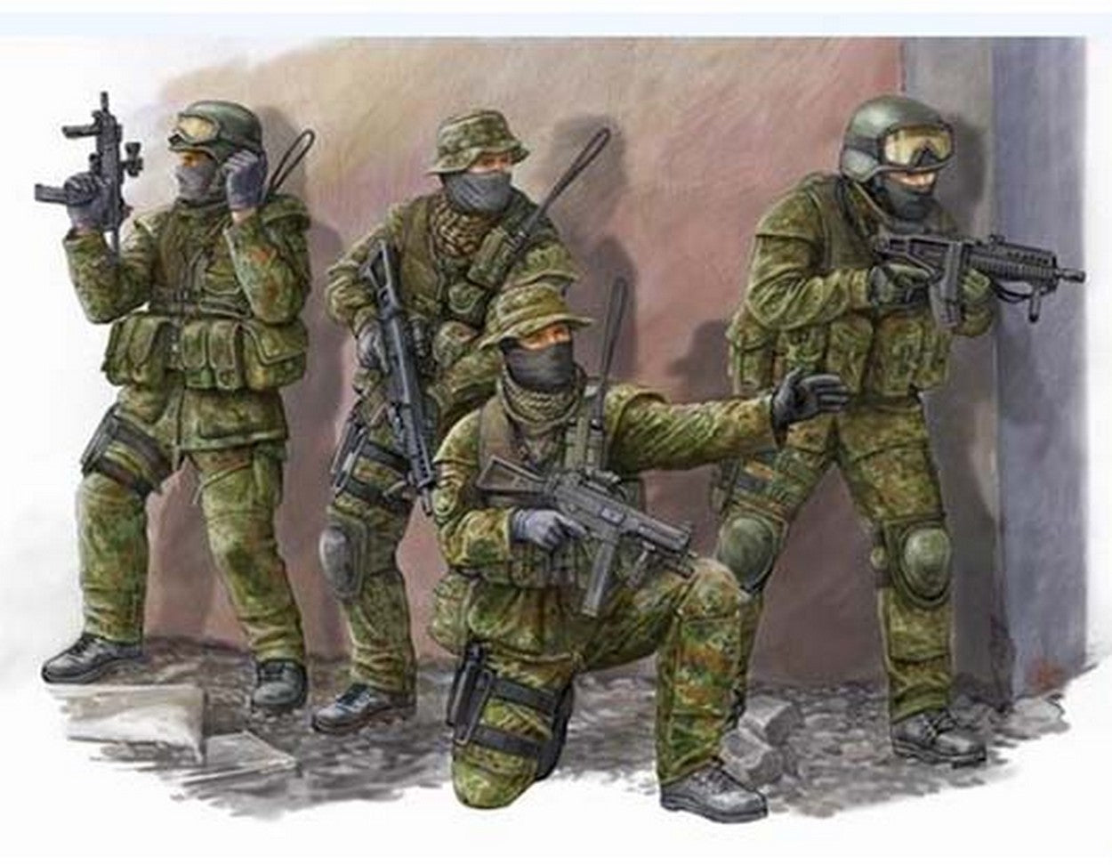 KIT DA MONTARE IN SCALA COMPATIBILE CON MODERN GERMAN COMMANDOS KIT 1:35 TRUMPETER TP0422