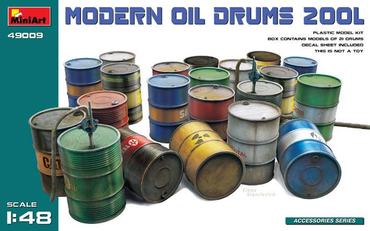 SCALE ASSEMBLY KIT COMPATIBLE WITH MODERN OIL DRUMS (200L) KIT 1:48 MINIART MIN49009