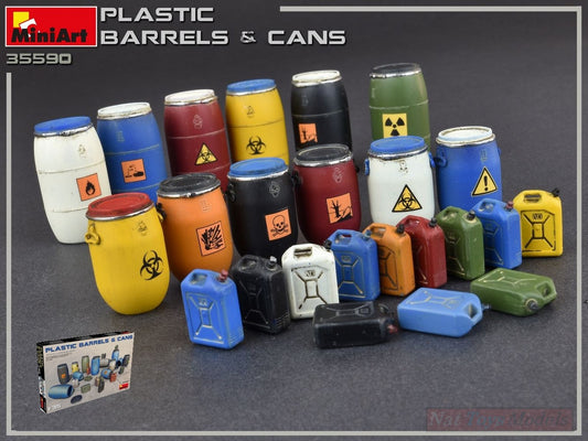 KIT TO ASSEMBLE IN SCALE COMPATIBLE WITH PLASTIC BARRELS &amp; CANS KIT 1:35 MINIART MIN35590