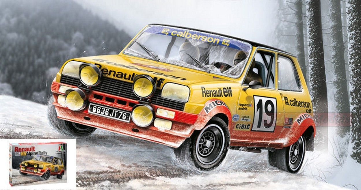 SCALE ASSEMBLY KIT COMPATIBLE WITH RENAULT R5 ALPINE RALLY N.19 &amp; 12 MONTE CARLO 1978 KIT 1:24 ITALERI IT3652