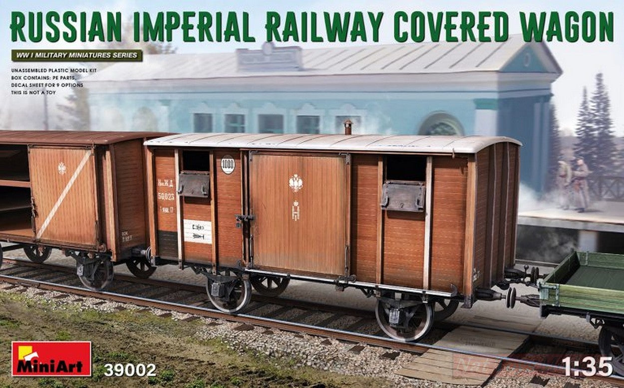 KIT DA MONTARE IN SCALA COMPATIBILE CON RUSSIAN IMPERIAL RAILWAY COWERED WAGON KIT 1:35 MINIART MIN39002