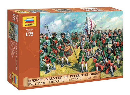 KIT DE MONTAGE À L'ÉCHELLE COMPATIBLE AVEC L'INFANTERIE RUSSE DE PIERRE I KIT 1:72 ZVEZDA Z8049