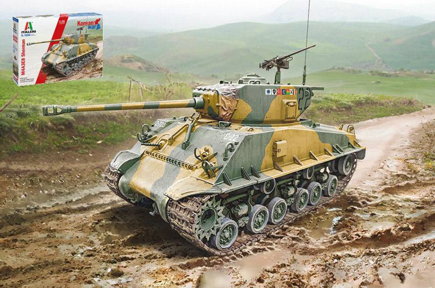 SCALE ASSEMBLY KIT COMPATIBLE WITH SHERMAN M4A3E8 KOREAN WAR KIT 1:35 ITALERI IT6586