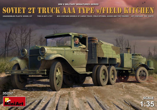 SCALE ASSEMBLY KIT COMPATIBLE WITH SOVIET 2t TRUCK AAA TYPE W/FIELD KITCHEN KIT 1:35 MINIART MIN35257