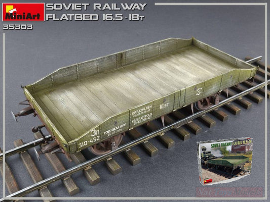 SCALE ASSEMBLY KIT COMPATIBLE WITH SOVIET RAILWAY FLATBED 16.5-18 t KIT 1:35 MINIART MIN35303