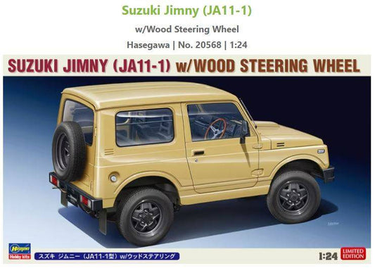 SCALE ASSEMBLY KIT COMPATIBLE WITH SUZUKI JIMNY JA11-1 W/WOOD STEERING WHEEL KIT 1:24 HASEGAWA HA20568