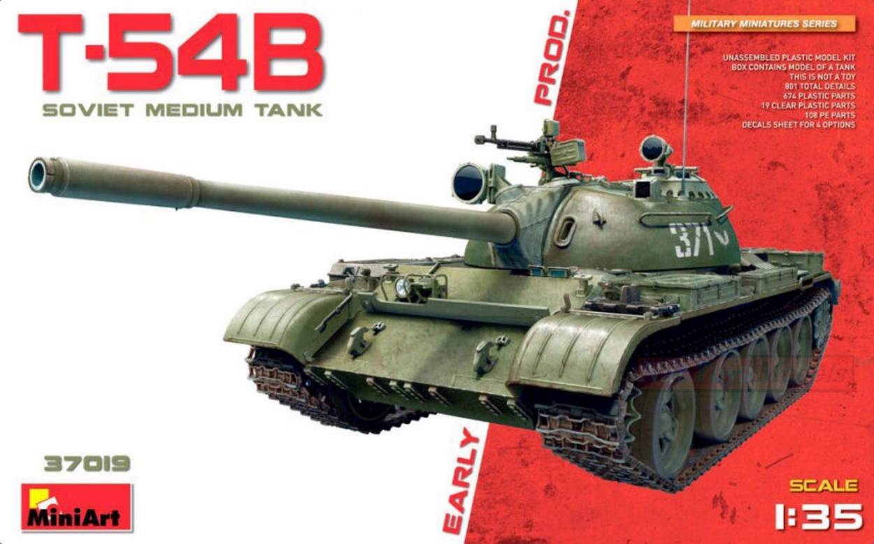 SCALE ASSEMBLY KIT COMPATIBLE WITH T-54B SOVIET MEDIUM TANK EARLY PRODUCTION KIT 1:35 MINIART MIN37019