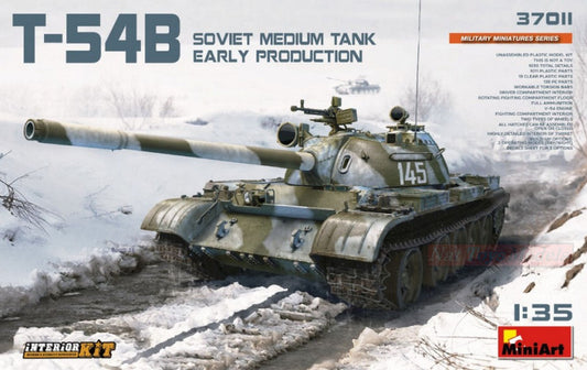 SCALE ASSEMBLY KIT COMPATIBLE WITH T-54B SOVIET MEDIUM TANK EARLY PRODUCTION W/INTERIOR KIT 1:35 MINIART MIN37011