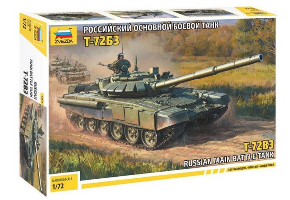 KIT D'ASSEMBLAGE À L'ÉCHELLE COMPATIBLE AVEC LE KIT DE CHAR DE COMBAT PRINCIPAL T-72 B3 1:72 ZVEZDA Z5071