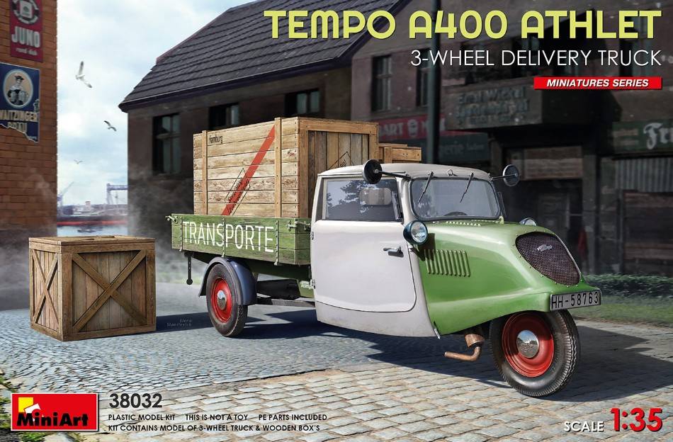 KIT DE MONTAGE À L'ÉCHELLE COMPATIBLE AVEC LE KIT DE CAMION DE LIVRAISON À 3 ROUES TEMPO A400 ATHLET 1:35 MINIART MIN38032